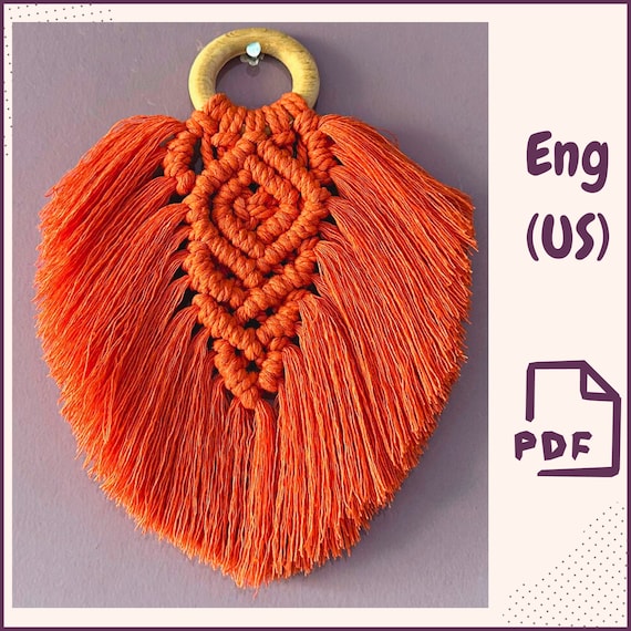 DIY Boho Macrame Leaf Feather Wall Hanging Pattern For Beginners