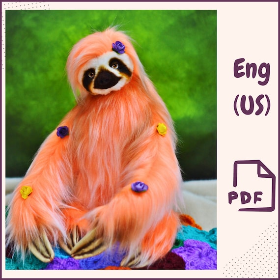 Realistic 10 Inch Poseable Sloth Plush Sewing Pattern PDF