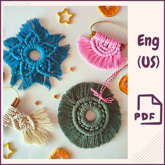 Easy 4-In-1 Macrame Christmas Ornament PDF Pattern For Beginners