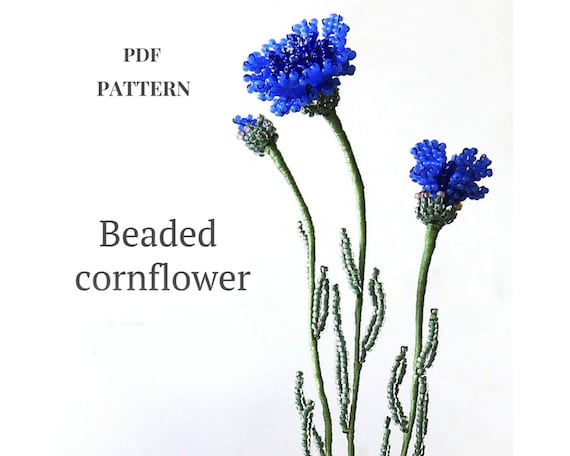 Create Beaded Cornflower Bouquet PDF Pattern for Beginners