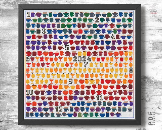 Create a 365-Day Coffee Cup Cross Stitch PDF Pattern