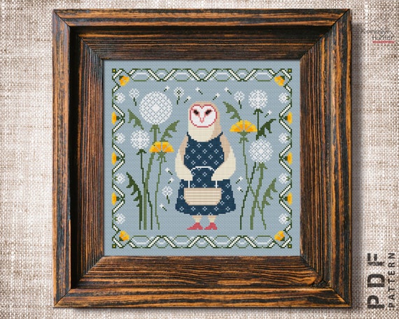 Craft Simple Owl and Dandelion Cross Stitch PDF Pattern