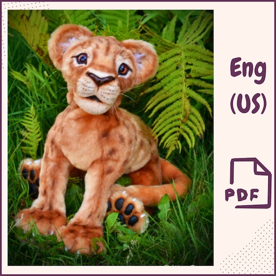 DIY Realistic Lion Cub Plush Toy PDF Sewing Pattern Tutorial