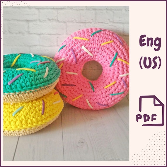 DIY Crochet Donut Pillow Pattern 9 Inch Diameter