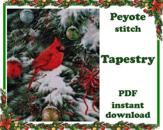 Make Red Cardinal Peyote Beading PDF Pattern for DIY Wall Art