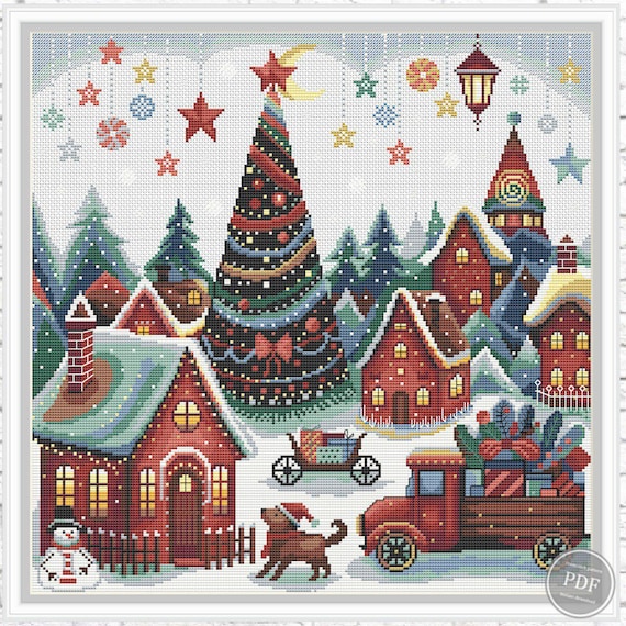 Make Cozy Christmas Village Cross Stitch PDF Pattern