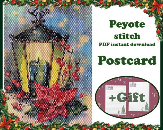 Make a Beaded Vintage Christmas Postcard PDF Pattern