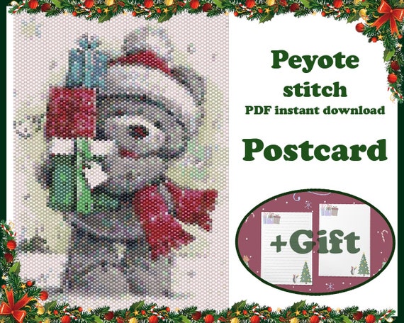 Craft a Festive Beaded Christmas Postcard PDF Pattern
