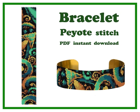 Make Floral Peyote Stitch Cuff Bracelet PDF Pattern