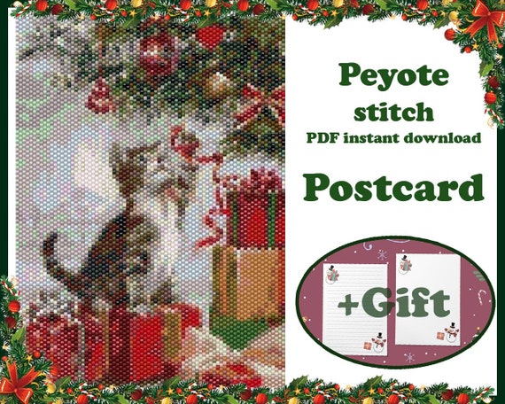 Create a Vintage Style Christmas Beaded Postcard PDF Pattern