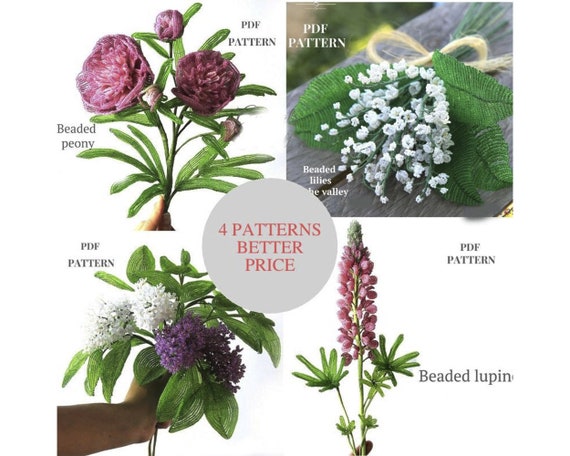 Craft Beaded Flower Bouquets PDF Pattern Tutorial