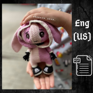 10.50 USDPLEASE NOTE: THIS IS A DIGITAL CROCHET PATTERN, NOT READY-MADE TOYS!This list is an original drawing (written in English using American terminology) to link your own toy!CROCHET PATTERN “CREEPY BUNNY"Materials:- Sport weight 4ply yarn YarnArt Jeans (50g /160m)N74 – pale pinkN59 – bright pinkN53 – blackN62 – white- 1.75 mm crochet hook- Stuffing material, fiberfill- Needle for sewing pieces- 4 Buttons - Plastic (I use plastic folders)The height of the toy is 18-19 cm/7-7.4 inches, using indicated materials.Skills level – intermediate.The template will be available for download immediately after the payment confirmation. You will receive an email from Etsy with a link to download the template. For more details, please visit the page https://help.etsy.com/hc/en-us/articles/115013328108If you are going to purchase this template through the Etsy mobile app.The download link will not be available to you.To get the correct link to the template.You need to log in to your ETSY account using any browser.!!! Not via the mobile app. This template is intended for personal use only.You may not re-copy, rewrite, or distribute this template in any form as your own or otherwise.You can't resell my patterns, but you can sell any of the items made from my patterns!HAVE A PERFECT SHOPPING!