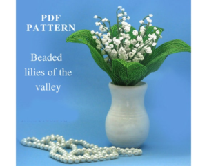 10.00 USD***How they are made ?***Beaded flowers are made with beads that are held in place with wire. The wire is shaped into petals and leaves.From my PDF tutorials you will learn about all necessary tools, supplies and techniques needed to create realistic flowers from composing lobes to assembling the whole flower or a bouquet. Detailed descriptions and colorful photos will guide you through the most complicated projects. Making beaded flowers will give you the real joy of creative work and help you to decorate your house with your own works to create cozy and festive atmosphere.Each pattern starts with a list of all tools and supplies needed to complete the work including the colors and the numbers of the beads. Just print this list before visiting your local store.Please note: this is not a readymade toy. Materials not included.You are buying a PATTERN in PDF format. This is an Instant Digital Download. The file will be directly downloadable through Etsy. When you complete your purchase, Etsy will email you a link to a page where you can download your PDF pattern file immediately.Digital goods cannot be returned or exchanged!***Materials needed to make beaded flowers***Beads (seed beads are most widely used)Wire Needle-nose pliersWire cuttersScissorsFloristic tape or threadGlueRulerBead spinner Your desire to learn this art!***PDF pattern includes***1) PDF-document with 20 pages of 77 illustrative photos and thorough instructions of every step in beaded lilies of the valley creation process. You can see an instruction fragment on a photo.***Skill Level***You can follow the instructions in this PDF pattern even if you are a beginner or never tried yourself in beading before.In making of my tutorial, I try to provide the most detailed photos of each step so each tutorial consists of 40 to 70 photos on average. Each step is additionally described with text so that even unexperienced person could manage to make even the most complicated works. All you need is the desire to learn this art!***Measurements***Following the step-by-step tutorial and using the recommended beadsHeight of the bouquet : 10 inches (25 cm.)*** language ***English.*** Terms of Use***All my beaded flowers patterns are made only by my own designs.This pattern is for personal use only. Please, not copy, share or otherwise reproduce the whole pattern or any part of it in digital, printed or other media unless for personal backup purposes.Feel free to include the finished flower in any project that you want, either for private use or for sell. If you choose to sell your product, please include a link to the pattern (or to my shop) and mention me as the original designer.***Interested in more patterns ?***Please visit my shop to see my other itemshttps://www.etsy.com/shop/BeadPatternShopSend me a photo of your ready work. Your feedback is very important for me. I hope that you will enjoy the process of creation.