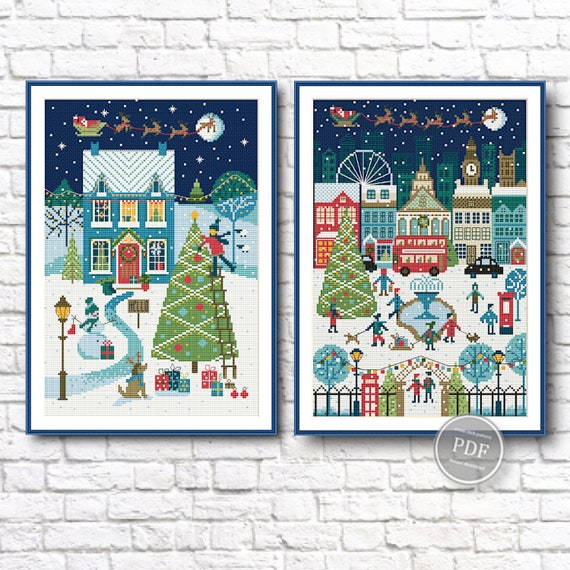 Craft Merry Christmas Town Cross Stitch PDF Pattern