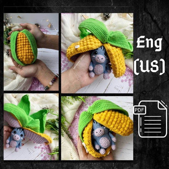 Crochet Corn Donkey Plush Toy PDF Pattern DIY Tutorial