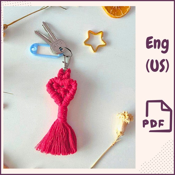 5.70 USDMacrame heart keychain pdf tutorial, Easy heart macrame gift DIY, Valentine's day gift, Macrame ornament for beginners, Nursery decor ★ Please note that This is a digital download, not a physical item!This is a PDF tutorial of a heart ornament keychain which you can create at home with basic materials following these tutorial instructions. This heart is a great Saint Valentine`s decoration. Simple and easy tutorial!PATTERN is shown in the pictures. It contains a step-by-step written tutorial 6 pages on how to complete this project.Tools you’ll need:⋒ Cotton cord 3 mm 2 cords of 80 cm long each2 cords of 60 cm long 3 cords of 50 cm long ⋒ Measuring Tape⋒ Scissors⋒ Lobster clasp 38 mmFeel free to ask any questions you have while you are making the project, will be happy to help you more if you need! Thanks and have a wonderful day! ***********************The template will be available for download immediately after the payment confirmation. You will receive an email from Etsy with a link to download the template. For more details, please visit the page https://help.etsy.com/hc/en-us/articles/115013328108If you are going to purchase this template through the Etsy mobile app.The download link will not be available to you.To get the correct link to the template.You need to log in to your ETSY account using any browser.!!! Not via the mobile app.