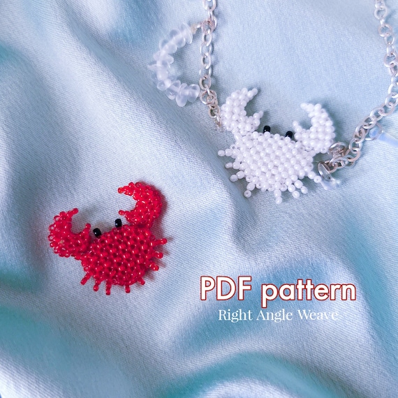 Craft RAW Seed Bead Crab Pendant DIY Tutorial PDF Pattern