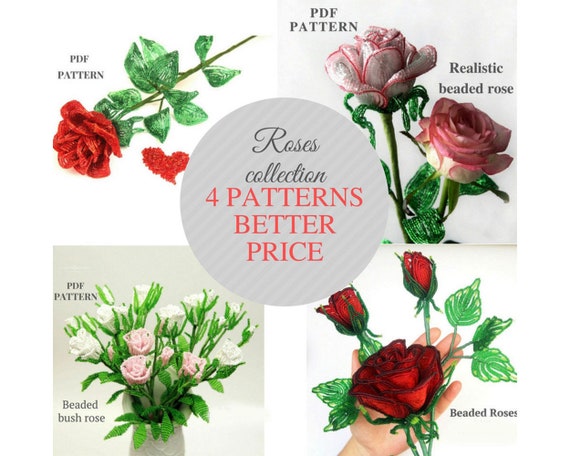 Craft Realistic Beaded Roses PDF Pattern for Easy DIY Home Decor