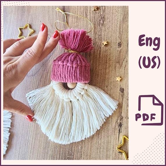 DIY Macrame Santa Gnome Christmas Tree Ornament PDF Tutorial