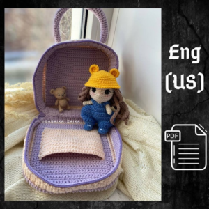 13.50 USDPLEASE NOTE: THIS IS A DIGITAL CROCHET PATTERN, NOT READY-MADE TOYS!This list is an original drawing (written in English using American terminology) to link your own toy!CROCHET PATTERN “DOLL IN A RAINBOW-BAG”Materials:For doll- Sport weight 4ply yarn Yarn Art Jeans (50g /160m)N01 – whiteN05 – milkyN15 – blue N17 – navy blueN19 – lilac N35 – yellowN53 – blackN71 – brown- 1.75 mm crochet hook- Safety Eyes 12mm- 2 buttons- Needle for sewing pieces- Pink pastel for toning- Stuffing material, fiberfillThe height of the doll is 12 cm/4.7 inches, using indicated materials.For teddy bear- Lace weight 1ply yarn Alize Miss (50g /280m)N60 – blackN494 – beige- 1.0 mm crochet hook- Stuffing material, fiberfill- Needle for sewing piecesThe height of the teddy bear is 6 cm/2.3 inches, if used indicated materials.For Rainbow-Bag- Sport weight 4ply yarn Yarn Art Jeans (50g /160m)N01 – whiteN05– milkyN15 – blueN17 – dark blueN19 – lilacN26 – redN35 – yellowN73 – light orange (2 skeins)N77 – orangeN79 – minty- Zipper length 35-40 cm- Plastic (I use plastic folders)- Needle for sewing pieces- Sewing pinsBag size: height 15cm, length 17cm, width 7.5cm, using the indicated materials.Skill level – advanced.The template will be available for download immediately after the payment confirmation. You will receive an email from Etsy with a link to download the template. For more details, please visit the page https://help.etsy.com/hc/en-us/articles/115013328108If you are going to purchase this template through the Etsy mobile app.The download link will not be available to you.To get the correct link to the template.You need to log in to your ETSY account using any browser.!!! Not via the mobile app. This template is intended for personal use only.You may not re-copy, rewrite, or distribute this template in any form as your own or otherwise.You can't resell my patterns, but you can sell any of the items made from my patterns!HAVE A PERFECT SHOPPING!