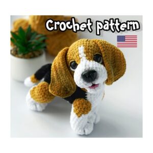 9.89 USDThis PDF crochet pattern consists of: -25 pages of detailed step-by-step instructions for making this toy; -over 46 colorful close-up photos; -11 links to videos with visual explanations (you just need to click on the text highlighted in blue and your browser will redirect you to the video)Here you can find more patterns in a similar style:https://www.etsy.com/shop/ThreadTutorial?ref=seller-platform-mcnav&section_id=39135406PATTERN AVAILABLE IN ENGLISH ONLY.PLEASE NOTE: THIS PURCHASE IS ONLY FOR A DIGITAL CROCHET PATTERN, NOT THE FINISHED TOY. MATERIALS NOT INCLUDED. ! Instant digital download - ready to download once payment is confirmed.You will see the download link in details of your order.Final size of the toy with the recommended materials and tools 7.9*7.1 in (20*18 cm).You can use your favorite materials and tools, but final size of the toy may differ.Please note that each master has his own style and density of crochet. The size of the finished toy may vary from the size indicated in the template.Crochet pattern in USA conditions.Skill level: intermediate.Pattern Crochet pattern does not contain crochet lessons. You must have toy crocheting skills.Recommended materials and tools:1.Yarn Himalaya Dolphin Baby 100g/120m 80330 (ginger color) – 0,5 skein 80311 (black color) – 0,5 skein 80301 (white color) – 0,5 skein2.Some Yarn Art Jeans pink color for the tongue.3.Size 3,5 mm crochet hook (main) and size 2,5 mm for the tongue.4.Safety eyes d.18-16 mm.5.Safety nose size 23 x 18 or 26 x 21mm.6.Cotter pin joint: for the head d.40 mm, for the paws d.30 mm.7.Toy stuffing (hollow fiber)8.Stitch markers, strong thread for sculpting and long wide-eyed needle.9.Polymer clay, glue, stationery knife for paw pads (optionally)Pattern Notes:This pattern is my own original design. Copy, distribution, resale, sharing of this pattern or any its parts is STRICTLY FORBIDDEN! This pattern is for personal use only! Please respect my work.You may sell the finished product.This pattern does not contain crochet lessons.I don't accept returns, exchanges, or cancellations. But please contact me if you have any problems with your order
