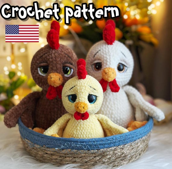 8.50 USDBring a touch of rustic charm to your Easter celebrations with this delightful crochet pattern. Craft your own plush chick, perfect for adding a cozy farmhouse feel to your spring decor. This soft, cuddly creation makes a wonderful addition to Easter baskets or as a unique gift for loved ones. With detailed instructions, this pattern is suitable for crafters looking to infuse their holiday with handmade warmth.​Final size of the toy with the recommended materials and tools 9.8 in (25 cm).You can use your favorite materials and tools, but final size of the toy may differ.This PDF crochet pattern consists of: -26 pages of detailed step-by-step instructions for making this toy; -over 38 colorful close-up photos; -9 links to videos with visual explanations (you just need to click on the text highlighted in blue and your browser will redirect you to the video)Here you can find more patterns in a similar style:https://www.etsy.com/shop/ThreadTutorial?ref=seller-platform-mcnav&section_id=39135406PLEASE NOTE: THIS PURCHASE IS ONLY FOR A DIGITAL CROCHET PATTERN, NOT THE FINISHED TOY ! Instant digital download - ready to download once payment is confirmed.You will see the download link in details of your order.Please note that each master has his own style and density of crochet. The size of the finished toy may vary from the size indicated in the template.Crochet pattern in USA conditions.skill level: intermediate.Crochet pattern does not contain crochet lessons. You must have toy crocheting skills.Recommended materials and tools:1.Plush yarn Himalaya Dolphin Baby 100g/120m – more than 1 skein of the basic color and a little bit of the additional color for the paws, wattle, and comb.2.3.25 mm crochet hook (basic). 3.Safety eyes d=20 mm.4.Split pin for the head d.35 mm. 5.Stuffing material (fiberfill/polyester).6.Scissors, stitch marker, tapestry needle, and firm thread for sculpting and sewing parts. Pattern Notes:This pattern is my own original design. Copy, distribution, resale, sharing of this pattern or any its parts is STRICTLY FORBIDDEN! This pattern is for personal use only! Please respect my work.You may sell the finished product.This pattern does not contain crochet lessons.I don't accept returns, exchanges, or cancellations. But please contact me if you have any problems with your order.