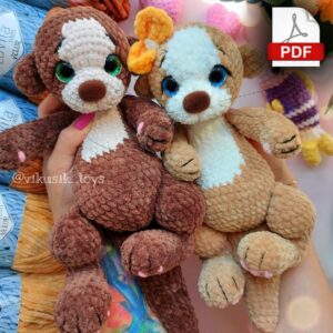 10.97 USDThe finished toy is ~10.2 inches / 26 cm in height using a 3.75mm crochet hook and stated materials.Language: English and Russian.Please note: This is not a finished toy. Materials are not included. The required materials:3.75-4 mm crochet hook for plush and additional yarn.Plush yarn 120m/100g – (Himalaya Dolphin Baby or yarn Lavita Velur or Yarnart Dolce and others)Basic color – 100-150g.Additional color (muzzle, belly) - Lavita Yarn Velurex (140m/100g) or Alize Softy, (115m/50g).Safety eyes D=16mm.Nose 21×16mm.Lighter for securing the washers.Firm thread for sewing the parts (I use sewing thread).Thread for sculpting (I use YarnArt Jeans).Tapestary needle (long and short).Pins.Scissors.Stitch markers.Stuffing material.For whiskers:Crystal Moment glue.Black finishing line D=0.25 (you can find it at a fishing or craft store). Abbreviations (US):MR – magic ringsc – single crochetinc – increase – two single crochet in one stitchdec – decrease – two single crochet togetherch – chainsl st – slip stitch(…) inc – repeat increases are instructed(….) х 6 times – repeat 6 times or as instructed This is a paid pattern!This pattern is protected by copyright, and it is Intended only for personal use. This pattern is a work of authorship of Victoria Kravchenko.It is forbidden: change the pattern in whole or partly, use the instructions for your patterns or video tutorials, full or partial reproduction and distribution, exchange or send this pattern to third parties. It is forbidden to publish this pattern in a whole or partly on the internet, on public social networks, or private pages. Feel free to contact me if you have any questions.