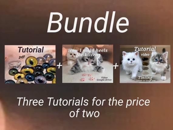 8.50 USDThis set of 3 mini tutorials will help you create your own realistic toy.Tutorial Eyes for Realistic Plush Toy Make realistic eyes for your handmade toys. In this 7 page publication PDF, you’ll find two ways to make realistic eyes for a kitten or adult cat in 5 minutes. It also contains eye patterns. The file contains 10 colors of kitten eyes with a diameter of 12 mm and 8 colors of cat eyes with a diameter of 16 mm. Just print and make the eyes according to the instructions.Heels for a kittenThis video is about 7 min on Google drive how to make a nose and heels for a kitten out of polymer clay.To make your own kitten heels you will need:Bakeable polymer claymatte eye shadowA sculpting tool with a circular tipDouble-sided adhesive tapeToy tinting with acrylic paints Tutorial video After purchase, you will be able to download a file with a link to the video on Google disk. Video: 13 min in accelerated video of how to tint a realistic faux fur toy with acrylic paints. Please note that this is not a pattern, not a finished toy, and not materials.