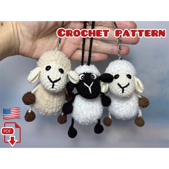 3.50 USDCreate your own crochet lamb keychain with this easy-to-follow pattern and add a charming handmade touch to everyday accessories. This small amigurumi lamb works beautifully as a keychain, backpack charm, or rearview mirror decoration. It also makes a thoughtful handmade gift and a sweet accent for a Christmas tree or fireplace decor. Perfect for anyone who loves cute, soft crochet projects with practical use.All photos show real handmade toys created from this pattern. This crochet pattern is written by a human, not generated by AI.This is NOT THE FINISHED KEYCHAIN AND MAGNET! This is DOWNLOADABLE PDF CROCHET PATTERN !This listing is an original pattern (written in English using American terminology) to crochet.Skills level – easy.— The size of the keychain is about 10 cm (3.9 inches); This crochet pattern is easy to follow with step-by-step instructions, photos illustrating the process).It does not contain crochet lessons. You should have basic crochet skills to be able to crochet with the help of this crochet pattern.*****************************************This crochet pattern is available for Instant Download. When your payment is completed you will receive an email with all the information needed to download your file. This email will be sent to the email address connected with your Etsy Account. If you have any problem, please contact me.*********************************You will need Adobe Reader to open this Pattern. Materials and tools for the keychain made with cotton yarnSport weight/4ply yarn YarnArt JEANS of cream (No. 03), black (No. 53), brown (No. 70 or No. 40) colors.DK Light fluffy yarn Alize Softy (50g/115m) of cream (No. 450), beige (No.310) colors.Sewing needle Hook size 2,25 mm by CloverStuffing toys materialKeychain fastenerSafety eyes or cabochon eyes 6 mmSuper glueAbbreviations: MR – magic ring sc – single crochet inc – increase dec – decrease sl st – slip stitch BLO – back loops only(….) * n – repeat instruction in brackets N times (…) – number of loops in a row