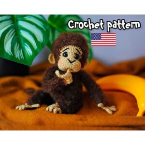 6.00 USDMonkey crochet pattern, amigurumi pattern, crochet animal, crochet keychain, monkey toy, easy crochet pattern, ENGLISH PDF, DIY tutorialFinal size of the toy with the recommended materials and tools 6.7 in (17 cm).You can use your favorite materials and tools, but final size of the toy may differ.This PDF crochet pattern consists of: -21 pages of detailed step-by-step instructions for making this toy (English language); -over 31 colorful close-up photos; -8 links to videos with visual explanations (you just need to click on the text highlighted in blue and your browser will redirect you to the video)Here you can find more patterns in a similar style:https://www.etsy.com/shop/ThreadTutorial?ref=seller-platform-mcnav&section_id=39135406PLEASE NOTE: THIS PURCHASE IS ONLY FOR A DIGITAL CROCHET PATTERN, NOT THE FINISHED TOY ! Instant digital download - ready to download once payment is confirmed.You will see the download link in details of your order.Please note that each master has his own style and density of crochet. The size of the finished toy may vary from the size indicated in the template.Crochet pattern in USA conditions.skill level: intermediate.Crochet pattern does not contain crochet lessons. You must have toy crocheting skills.Recommended materials and tools:1.Yarn «Camtex Cotton Grass» 100g/220m – 0,5 skein (main color)2.Yarn Art Jeans 50g/160m - some for face, hands and feet (additional color)3.Size 2,5 mm crochet hook (main)4.Safety eyes d.8-10 mm5.Some fine wire for the skeleton in the arms and legs6.Tape or adhesive tape to wrap around the wire7.Tweezers to stuff narrow crocheted details8.Toy stuffing (hollow fiber)9.Scissors, stitch markers, strong thread for sculpting and long wide-eyed needle.Pattern Notes:This pattern is my own original design. Copy, distribution, resale, sharing of this pattern or any its parts is STRICTLY FORBIDDEN! This pattern is for personal use only! Please respect my work.You may sell the finished product.This pattern does not contain crochet lessons.I don't accept returns, exchanges, or cancellations. But please contact me if you have any problems with your order.