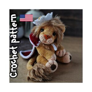 8.36 USDCrochet pattern for a lion toy dressed as a king, complete with a textured mane, cape, and crown details. This digital PDF tutorial shows how to create a seated amigurumi lion with defined paws and expressive face, suitable for nursery decor, a baby shower gift, or a themed toy for kids. The design fits a fantasy or storybook style, making it ideal for handmade collections or display pieces. Step-by-step instructions guide you through shaping and assembly for a balanced, sturdy result.All photos show real handmade toys created from this pattern. This crochet pattern is written by a human, not generated by AI.Description:This PDF crochet pattern consists of: -39 pages of detailed step-by-step instructions for making this toy; -over 60 colorful close-up photos; -16 links to videos with visual explanations (you just need to click on the text highlighted in blue and your browser will redirect you to the video)Here you can find more patterns in a similar style:https://www.etsy.com/shop/ThreadTutorial?ref=seller-platform-mcnav&section_id=39135406PATTERN AVAILABLE IN ENGLISH ONLY.PLEASE NOTE: THIS PURCHASE IS ONLY FOR A DIGITAL CROCHET PATTERN, NOT THE FINISHED ANIMAL! Instant digital download - ready to download once payment is confirmed.You will see the download link in details of your order.Final size of the toy with the recommended materials and tools – 11.8 in (30 cm).You can use your favorite materials and tools, but final size of the toy may differPlease note that each master has his own style and density of crochet. The size of the finished toy may vary from the size indicated in the template.Crochet pattern in USA conditions.Skill level: intermediate.Pattern Crochet pattern does not contain crochet lessons. You must have toy crocheting skills.Recommended materials and tools:1. Wolans Bunny Sweather 100gr/160m main yarn color – 1 skein and Himalaya Dolphin fine 100gr/175 m – a half of a skein additional yarn color.2. Himalaya Dolphin fine – a half of a skein to make the cloak3. I use Lanosso Single to crochet the mane; also you may choose Yarn Art Tango, Himalaya Yumos.4. To crochet the paw pads I recommend using Yarn Art Jeans 50gr/160m or any similar yarn.5. Choose any acrylic thread to crochet the crown.6. Safety eyes d. 18mm7. Safety nose d. 25*15 mm8. Size 2.5 mm crochet hook main and 2.0 mm crochet hook to make the paw pads.9. Plastic toy joint or cotter pins: d.40 mm – for the back legs, d.35 mm – for the front legs10. Toy stuffing11. Scissors, stitch markers, wide-eyed needle and strong thread to do sculpting and to sew the parts together.12. Soft pastel and a fabric marker pen black color (optionally)Pattern Notes:This pattern is my own original design. Copy, distribution, resale, sharing of this pattern or any its parts is STRICTLY FORBIDDEN! This pattern is for personal use only! Please respect my work.You may sell the finished product.This pattern does not contain crochet lessons.I don't accept returns, exchanges, or cancellations. But please contact me if you have any problems with your order