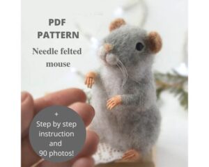 15.00 USDA pattern how to make a needle felted mouse.This is a digital PDF Pattern that you can instantly download from Etsy after purchase.Digital format PDF, not a finished product, not a kit.The pattern includes many pictures and detailed explanations.Needle felted animals- can make an amazing gifts for your beloved ones, while being theraputic and relaxing in the making for you. It's a mouse plush toy that may also serve as a collectible toy. It looks nice in different interiors.They're not toys and they're not appropriate for children.I hope you've liked this pattern and if you want to look at some other needle felting kits and patterns, please follow the link:https://www.etsy.com/shop/ThreadTutorial?ref=seller-platform-mcnav&section_id=37798332●DIFFICULTY LEVEL●★★★BeginnerRecommended Age: 12+Each needle felting tutorial starts with a list of all tools and supplies needed to complete the work. Just print this list before visiting your local store.❀ PDF pattern includes: PDF-document with 16 pages of 96 illustrative photos and thorough instructions of every step in mouse creation process❀languageEnglish.❀How they're made :Needle felting is the process of felting/tangling one piece of wool to another using barbed needles. The needles take the wool fibers from one piece and drag them through the other piece where they tangle and attach the two pieces.You will learn lots of needle felting skills making realistic mouse, including what needles to use, how to construct wire armature, covering wire limbs and sculpting.❀Materials needed to make needle felt animals100% woolMetallic wirePlastic or glass eyes,Foam sponge3 different size felting needlesTransparent glueToy cup or some other tiny accessory.Rubber thimbles (recommended but not necessary)❀Size :approx 4" (10 cm) tall.❀Instructions for use :Delicate care, keep away from water, dry clean only*** Terms of Use***All my needle felting patterns and kits are made only by my own designs.This pattern is for personal use only. Please, not copy, share or otherwise reproduce the whole pattern or any part of it in digital, printed or other media unless for personal backup purposes.Feel free to include the finished toys in any project that you want, either for private use or for sell. If you choose to sell your product, please include a link to the pattern (or to my shop) and mention me as the original designer.● If you have any questions, please feel free to contact me ●● Thanks for visiting my shop●