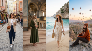 travel lifestyle collage, Turkey outfits for different situations