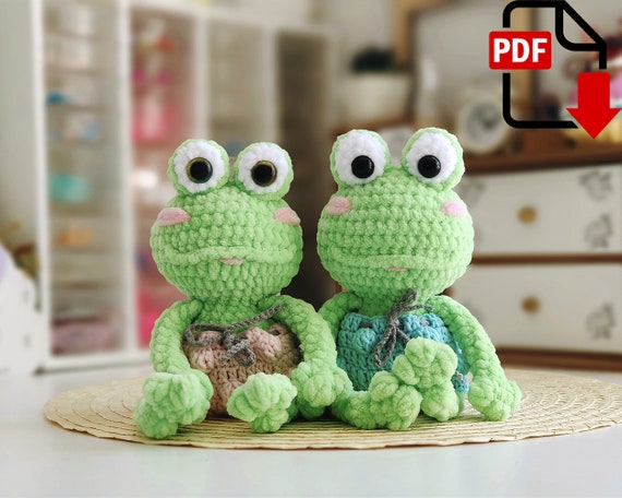 5.65 USDFrog toy - crochet pattern.Language: English.Please note: this is not a readymade toy. Materials not included.List of recommended materials and tools:•Yarn HiMALAYA Dolphin Baby, gauge: 120m/100gr.•For the baby frog: main yarn color code 350, for a toy you will need a half of a skein.•Additional yarn color to make the eyes color code 301.•Size 2.75 or 3mm crochet hook.Final size of the toy with the recommended materials and tools is about 20 cm.•For the shorts: Alize Cotton Baby, YarnArt Jeans, Alize Cotton Gold or any similar yarn, you will need 10gr.•Size 2 or 2.5mm crochet hook.•Thread matching color to sew.•Toy eyes d. 12 or 13mm.•Toy stuffing.•Wide-eyed needle to sew and to embroider.•Scissors.•Stitch marker.