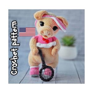 7.14 USDCrochet pig pattern, crochet pig plus, amigurumi pig, crochet piglet, crochet animals, PDF ENGLISH, DIY tutorialFinal size of the toy with the recommended materials and tools 5.9 in (15 cm).You can use your favorite materials and tools, but final size of the toy may differ.This PDF crochet pattern consists of: - 21 pages of detailed step-by-step instructions on how to make this toy (English language);- more than 40 colorful close-up photos;- 9 videosHere you can find more patterns in a similar style:https://www.etsy.com/shop/ThreadTutorial?ref=seller-platform-mcnav&section_id=39135406 PLEASE NOTE: THIS PURCHASE IS ONLY FOR A DIGITAL CROCHET PATTERN, NOT THE FINISHED TOY! Instant digital download - ready to download once payment is confirmed.You will see the download link in details of your order.Please note that each master has his own style and density of crochet. The size of the finished toy may vary from the size indicated in the template.Crochet pattern in USA conditions.skill level: intermediate.Crochet pattern does not contain crochet lessons. You must have toy crocheting skills.Recommended materials and tools:Yarn Himalaya Dolphin Baby– 1.5 of skein (main color for a body)- 0.5 of skein (two any complementary shades for boots, blouse and cap)Yarn YarnArt Jeans - a little bit of black color for muzzle decoration; - safety eyes size 18 mm; - hook size 3.5 mm (main) - strong thread for tightening and thread mount; - holofiber or syntepuh; - scissors, crochet markers, large tailor’s needle; - decorative button for decorating clothes (optional) - plastic joint or cotter pin for a head with a diameter of 4 cm; - dry art pastel and flat brush for tinting (optional).Necessary materials for a tennis racket: – wire with a diameter of 0.8 mm, an adhesive plaster (for wrapping a wire); - a little bit of plush yarn or any other analogue and thin thread for strings, needle, glue; - Yarn YarnArt Jeans for a tennis ball.Pattern Notes:This pattern is my own original design. Copy, distribution, resale, sharing of this pattern or any its parts is STRICTLY FORBIDDEN! This pattern is for personal use only! Please respect my work.You may sell the finished product.This pattern does not contain crochet lessons.I don't accept returns, exchanges, or cancellations. But please contact me if you have any problems with your order.