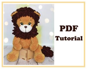 5.61 USDCrochet lion pattern in PDF format for making a soft plush amigurumi toy with a fluffy curly mane, long floppy legs, and a cozy handmade look. This digital crochet tutorial helps you create a lion plush that works well as nursery decor, a safari-themed baby gift, or a soft toy for a child’s room. The warm neutral colors and relaxed sitting pose make the finished lion suitable for shelf styling, photo props, and collections of crochet animals. Instant digital download.All photos show real handmade toys created from this pattern. This pattern is written by a human, not generated by AI.PDF pattern includes instructions on 12 pages, 24 photos, 2 videos.The size of the toy, in a sitting position - 25 cmThe size of the toy, in a standing position - 33 cm Pattern is written in English. Materials: Yarn Himalaya Dolphin Baby or YarnArt Dolce or analogs.Acrylic or cotton yarn (150m/50g, hook 2) for mouth and eyebrows.My yarn in this pattern: • Himalaya Dolphin Baby - color 80330 Yellow yarn (one skeins) • Himalaya Dolphin Baby - color 80336 Brown yarn (1/2 skeins) • Himalaya Dolphin Baby - color 80308 White yarn (15 g) - 5 mm hook for plush yarn.- Eyes 16 mm, on a secure mount.- Nose 15*12 mm, on a secure mount.- Hollow fiber or other filler.- Scissors, stitch markers. Abbreviations:R – row ch – chain sl st - slip stitch sc – single crochetinc – increase (2 sc in one stitch) dec – decrease (2 sc together) [...] - number of stitches you should have at the end of the row(…) - repeat whatever is between the brackets the given number of times Level: advanced beginner/intermediate.