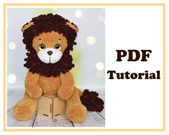 5.61 USDCrochet lion pattern in PDF format for making a soft plush amigurumi toy with a fluffy curly mane, long floppy legs, and a cozy handmade look. This digital crochet tutorial helps you create a lion plush that works well as nursery decor, a safari-themed baby gift, or a soft toy for a child’s room. The warm neutral colors and relaxed sitting pose make the finished lion suitable for shelf styling, photo props, and collections of crochet animals. Instant digital download.All photos show real handmade toys created from this pattern. This pattern is written by a human, not generated by AI.PDF pattern includes instructions on 12 pages, 24 photos, 2 videos.The size of the toy, in a sitting position - 25 cmThe size of the toy, in a standing position - 33 cm Pattern is written in English. Materials: Yarn Himalaya Dolphin Baby or YarnArt Dolce or analogs.Acrylic or cotton yarn (150m/50g, hook 2) for mouth and eyebrows.My yarn in this pattern: • Himalaya Dolphin Baby - color 80330 Yellow yarn (one skeins) • Himalaya Dolphin Baby - color 80336 Brown yarn (1/2 skeins) • Himalaya Dolphin Baby - color 80308 White yarn (15 g) - 5 mm hook for plush yarn.- Eyes 16 mm, on a secure mount.- Nose 15*12 mm, on a secure mount.- Hollow fiber or other filler.- Scissors, stitch markers. Abbreviations:R – row ch – chain sl st - slip stitch sc – single crochetinc – increase (2 sc in one stitch) dec – decrease (2 sc together) [...] - number of stitches you should have at the end of the row(…) - repeat whatever is between the brackets the given number of times Level: advanced beginner/intermediate.
