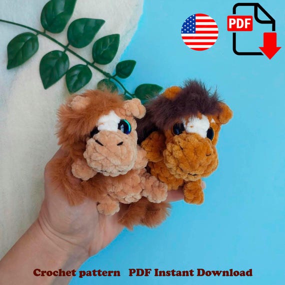No Sew Crochet Horse Pattern Cute Plush Pony Bag Charm PDF Download