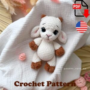 9.80 USDCreate your own soft plush goat with this crochet pattern PDF. This amigurumi pattern includes step-by-step instructions for making a small goat toy with floppy ears, tiny horns, and a rounded body. The project is suitable for crocheters with basic crochet skills and works well as a handmade gift, nursery decor piece, or cozy plush toy for a collection.This is a digital download only. No physical item will be shipped.The pattern is written in English using standard American crochet terminology.All photos in this listing show real handmade toys created from this pattern.This crochet pattern was written by a human and is not AI-generated.What’s included:• 22-page PDF crochet pattern• Detailed step-by-step instructions• Supporting videos for crocheting more complex details• Informative progress photos throughout the pattern• Instructions for assembling the goat toy with movable or sewn head optionsThe finished toy measures approximately 21 cm (8.3 inches) tall when using the recommended materials. Final size may vary depending on yarn choice, crochet tension, and hook size.Construction details:The head is crocheted separately and can either be attached with a cotter pin joint and discs for mobility or sewn directly onto the body. The arms and legs are crocheted into the body as you work. The horns, ears, and tail are sewn on separately.Materials and tools:• Plush yarn similar to Himalaya Dolphin Baby• Alternative yarns with similar texture and thickness can also be used• Approximately 3/4 skein of the main body color• Small amounts of contrasting plush yarn for the hooves and horns• Thin black yarn for facial details and decoration• 18 mm safety eyes• 4 mm crochet hook• Cotter pin and 30 mm discs for a movable head option• Needle-nose pliers for attaching the cotter pin joint• Fiberfill stuffing• Dry pastel for optional ear tinting• Sewing needle for assemblyBasic crochet knowledge is required. The pattern does not include crochet lessons or beginner tutorials.
