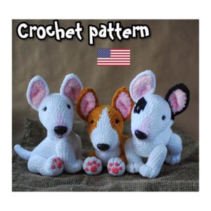 9.70 USDThis PDF crochet pattern consists of: -39 pages of detailed step-by-step instructions for making this toy; -over 64 colorful close-up photos; -15 links to videos with visual explanations (you just need to click on the text highlighted in blue and your browser will redirect you to the video)Here you can find more patterns in a similar style:https://www.etsy.com/shop/ThreadTutorial?ref=seller-platform-mcnav§ion_id=39135406! Instant digital download - ready to download once payment is confirmed.You will see the download link in details of your order.Final size of the toy with the recommended materials and tools – 7.9*7.1 in (20*18 cm)You can use your favorite materials and tools, but final size of the toy may differ.Please note that each master has his own style and density of crochet. The size of the finished toy may vary from the size indicated in the template.Crochet pattern in USA conditions.Skill level: intermediate.Pattern Crochet pattern does not contain crochet lessons. You must have toy crocheting skills.Please note: this is not a readymade toy. Materials not included.Recommended materials and tools:1.Yarn Himalaya Dolphin Baby 100g/120m -80301 (white) - 1 skein of main color80330 (mustard) – 1 skein80309 – some yarn to crochet inner part of the ears80311 – some black yarn2.Yarn Jeans by YarnArt pink color to crochet the tongue3.Size 3.5 mm (main) and size 2 mm for the tongue 4.Safety eyes d. 10-12 mm (black) 5.Safety nose size 26x21 mm6.Cotter pins or plastic toy joints d.30mm and d.40 mm for the head7.Toy stuffing8.Stitch markers, wide-eyed needle and strong thread to do sculpting and to sew the parts together9.Glue and polymer clay to make the paw pads (optionally)Pattern Notes:This pattern is my own original design. Copy, distribution, resale, sharing of this pattern or any its parts is STRICTLY FORBIDDEN! This pattern is for personal use only! Please respect my work.You may sell the finished product.This pattern does not contain crochet lessons.I don't accept returns, exchanges, or cancellations. But please contact me if you have any problems with your order