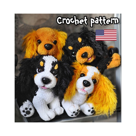 12.44 USDThis PDF crochet pattern consists of: - 4 dog crochet design options -4 files of 23 pages of detailed step-by-step instructions for making this toy; -over 100 colorful close-up photos; -32 links to videos with visual explanations (you just need to click on the text highlighted in blue and your browser will redirect you to the video)Here you can find more patterns in a similar style:https://www.etsy.com/shop/ThreadTutorial?ref=seller-platform-mcnav&section_id=39135406PATTERN AVAILABLE IN ENGLISH ONLY.PLEASE NOTE: THIS PURCHASE IS ONLY FOR A DIGITAL CROCHET PATTERN, NOT THE FINISHED TOY ! Instant digital download - ready to download once payment is confirmed.You will see the download link in details of your order.Final size of the toy with the recommended materials and tools 7.9*7.1 in (20*18 cm).You can use your favorite materials and tools, but final size of the toy may differ.Please note that each master has his own style and density of crochet. The size of the finished toy may vary from the size indicated in the template.Crochet pattern in USA conditions.skill level: intermediate. Pattern Crochet pattern does not contain crochet lessons. You must have toy crocheting skills.Recommended materials and tools:1. Yarn Himalaya Dolphin Baby 100g/120m (80330, 80301, 80311) – 1 skein (main color) and 0,5 complementary color (yarn consumption per one toy) The main color is the one that is more in the toy.2.Yarn Art Tango (501) and Single Lanoso (913) and some white color – for ears and tail (One skein of each color is enough for all 4 dogs)3. Some Yarn Art Jeans pink color for the tongue4. Size 3,5 mm crochet hook (main) and size 2,5 mm for the tongue5. Safety eyes d.16-18 mm6. Safety nose size 23 x 18 or 26 x 21mm7. Cotter pin joint: for the head d.40 mm, for the paws d.30 mm8.Toy stuffing (hollow fiber)9.Stitch markers, strong thread for sculpting and long wide-eyed needle.10. Polymer clay, glue, stationery knife for paw pads (optionally)11. Soft pastel and a flat hard brush for tinting (optionally)Pattern Notes:This pattern is my own original design. Copy, distribution, resale, sharing of this pattern or any its parts is STRICTLY FORBIDDEN! This pattern is for personal use only! Please respect my work.You may sell the finished product.This pattern does not contain crochet lessons.I don't accept returns, exchanges, or cancellations. But please contact me if you have any problems with your order.
