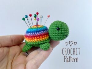 3.99 USDCrocheted pin cushion turtle rainbow for your desktop.PLEASE NOTE THAT THIS IS A CROCHET PATTERN, NOT THE FINISHED PRODUCT.This product is a DIGITAL instant download (not a finished item) for a crochet pattern to make your own amigurumi cactus. This crochet pattern is easy to follow with step-by-step instructions, photos illustrating the process.It does not contain crochet lessons. You should have basic crochet skills to be able to crochet with the help of this crochet pattern.English language.This crochet pattern is available for Instant Download. When your payment is completed you will receive an email with all the information needed to download your file. This email will be sent to the email address connected with your Etsy Account. If you have any problem, please contact me.*********************************You will need Adobe Reader to open this Pattern.*********************************FINISHED SIZE:Size : the length of the turtle is about 8 centimeters / 3 inches, the height is about 4 centimeters / 1.5 inches.The pattern is written in English, U.S. crochet terms.Skill Level: Intermediate (assembly)Recommended materials and toolsSport weight/4ply yarn YarnArt JEANS or Alize Cotton Gold of green, red, orange, yellow, blue, dark blue and purple colorsSewing needle Hooksize 2.25 mm by CloverStuffing toys materialBlack sew-on beads for eyesAbbreviations: MR – magic ring sc – single crochet inc – increase dec – decrease sl st – slip stitch hdc – half double crochet stitchBLO – back loops only(….) * n – repeat instruction in brackets N times (…) – number of loops in a row All patterns and photos are copyrighted. Please do not copy or redistribute this pattern or claim it as your own. YOU MAY SELL YOUR FINISHED ITEMS IF YOU LIKE. Thanks!**************************************If you want to be aware of new products, add my store to your favorites!Thank you for your visit!