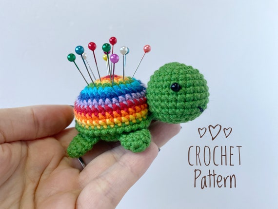 3.99 USDCrocheted pin cushion turtle rainbow for your desktop.PLEASE NOTE THAT THIS IS A CROCHET PATTERN, NOT THE FINISHED PRODUCT.This product is a DIGITAL instant download (not a finished item) for a crochet pattern to make your own amigurumi cactus. This crochet pattern is easy to follow with step-by-step instructions, photos illustrating the process.It does not contain crochet lessons. You should have basic crochet skills to be able to crochet with the help of this crochet pattern.English language.This crochet pattern is available for Instant Download. When your payment is completed you will receive an email with all the information needed to download your file. This email will be sent to the email address connected with your Etsy Account. If you have any problem, please contact me.*********************************You will need Adobe Reader to open this Pattern.*********************************FINISHED SIZE:Size : the length of the turtle is about 8 centimeters / 3 inches, the height is about 4 centimeters / 1.5 inches.The pattern is written in English, U.S. crochet terms.Skill Level: Intermediate (assembly)Recommended materials and toolsSport weight/4ply yarn YarnArt JEANS or Alize Cotton Gold of green, red, orange, yellow, blue, dark blue and purple colorsSewing needle Hooksize 2.25 mm by CloverStuffing toys materialBlack sew-on beads for eyesAbbreviations: MR – magic ring sc – single crochet inc – increase dec – decrease sl st – slip stitch hdc – half double crochet stitchBLO – back loops only(….) * n – repeat instruction in brackets N times (…) – number of loops in a row All patterns and photos are copyrighted. Please do not copy or redistribute this pattern or claim it as your own. YOU MAY SELL YOUR FINISHED ITEMS IF YOU LIKE. Thanks!**************************************If you want to be aware of new products, add my store to your favorites!Thank you for your visit!