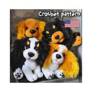 12.44 USDThis PDF crochet pattern consists of: - 4 dog crochet design options -4 files of 23 pages of detailed step-by-step instructions for making this toy; -over 100 colorful close-up photos; -32 links to videos with visual explanations (you just need to click on the text highlighted in blue and your browser will redirect you to the video)Here you can find more patterns in a similar style:https://www.etsy.com/shop/ThreadTutorial?ref=seller-platform-mcnav§ion_id=39135406PATTERN AVAILABLE IN ENGLISH ONLY.PLEASE NOTE: THIS PURCHASE IS ONLY FOR A DIGITAL CROCHET PATTERN, NOT THE FINISHED TOY ! Instant digital download - ready to download once payment is confirmed.You will see the download link in details of your order.Final size of the toy with the recommended materials and tools 7.9*7.1 in (20*18 cm).You can use your favorite materials and tools, but final size of the toy may differ.Please note that each master has his own style and density of crochet. The size of the finished toy may vary from the size indicated in the template.Crochet pattern in USA conditions.skill level: intermediate. Pattern Crochet pattern does not contain crochet lessons. You must have toy crocheting skills.Recommended materials and tools:1. Yarn Himalaya Dolphin Baby 100g/120m (80330, 80301, 80311) – 1 skein (main color) and 0,5 complementary color (yarn consumption per one toy) The main color is the one that is more in the toy.2.Yarn Art Tango (501) and Single Lanoso (913) and some white color – for ears and tail (One skein of each color is enough for all 4 dogs)3. Some Yarn Art Jeans pink color for the tongue4. Size 3,5 mm crochet hook (main) and size 2,5 mm for the tongue5. Safety eyes d.16-18 mm6. Safety nose size 23 x 18 or 26 x 21mm7. Cotter pin joint: for the head d.40 mm, for the paws d.30 mm8.Toy stuffing (hollow fiber)9.Stitch markers, strong thread for sculpting and long wide-eyed needle.10. Polymer clay, glue, stationery knife for paw pads (optionally)11. Soft pastel and a flat hard brush for tinting (optionally)Pattern Notes:This pattern is my own original design. Copy, distribution, resale, sharing of this pattern or any its parts is STRICTLY FORBIDDEN! This pattern is for personal use only! Please respect my work.You may sell the finished product.This pattern does not contain crochet lessons.I don't accept returns, exchanges, or cancellations. But please contact me if you have any problems with your order.
