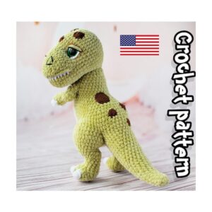 8.36 USDThis PDF crochet pattern consists of: -32 pages of detailed step-by-step instructions for making this toy; -over 54 colorful close-up photos; -11 links to videos with visual explanations (you just need to click on the text highlighted in blue and your browser will redirect you to the video)Here you can find more patterns in a similar style:https://www.etsy.com/shop/ThreadTutorial?ref=seller-platform-mcnav&section_id=39135406PLEASE NOTE: THIS PURCHASE IS ONLY FOR A DIGITAL CROCHET PATTERN, NOT THE FINISHED TOYPATTERN AVAILABLE IN ENGLISH ONLY.! Instant digital download - ready to download once payment is confirmed.You will see the download link in details of your order.Final size of the toy with the recommended materials and tools – 11.8 in (30 cm).You can use your favorite materials and tools, but final size of the toy may differ.Please note that each master has his own style and density of crochet. The size of the finished toy may vary from the size indicated in the template.Crochet pattern in USA conditions.skill level: intermediate.Pattern Crochet pattern does not contain crochet lessons. You must have toy crocheting skills.Recommended materials and tools:1.Yarn Himalaya Dolphin Baby 100g/120m, (80361) – one skein and a half of a skein of main color (80359) – for the belly (80301) – for the claws2. Yarn Jeans by YarnArt – for the spots3. Size 3.5 mm crochet hook (main) and size 2 mm crochet hook for the spots4. Safety eyes d. 20 mm.5. Cotter pin or plastic toy joint d.35mm6. Toy stuffing7. Some white felt and glue to make the teeth 8. Stitch markers, scissors, wide-eyed needle and strong thread to do sculpting.Pattern Notes:This pattern is my own original design. Copy, distribution, resale, sharing of this pattern or any its parts is STRICTLY FORBIDDEN! This pattern is for personal use only! Please respect my work.You may sell the finished product.This pattern does not contain crochet lessons.I don't accept returns, exchanges, or cancellations. But please contact me if you have any problems with your order