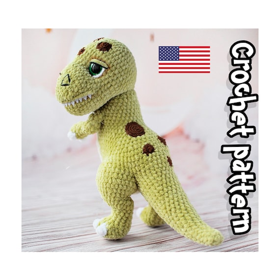 8.36 USDThis PDF crochet pattern consists of: -32 pages of detailed step-by-step instructions for making this toy; -over 54 colorful close-up photos; -11 links to videos with visual explanations (you just need to click on the text highlighted in blue and your browser will redirect you to the video)Here you can find more patterns in a similar style:https://www.etsy.com/shop/ThreadTutorial?ref=seller-platform-mcnav&section_id=39135406PLEASE NOTE: THIS PURCHASE IS ONLY FOR A DIGITAL CROCHET PATTERN, NOT THE FINISHED TOYPATTERN AVAILABLE IN ENGLISH ONLY.! Instant digital download - ready to download once payment is confirmed.You will see the download link in details of your order.Final size of the toy with the recommended materials and tools – 11.8 in (30 cm).You can use your favorite materials and tools, but final size of the toy may differ.Please note that each master has his own style and density of crochet. The size of the finished toy may vary from the size indicated in the template.Crochet pattern in USA conditions.skill level: intermediate.Pattern Crochet pattern does not contain crochet lessons. You must have toy crocheting skills.Recommended materials and tools:1.Yarn Himalaya Dolphin Baby 100g/120m, (80361) – one skein and a half of a skein of main color (80359) – for the belly (80301) – for the claws2. Yarn Jeans by YarnArt – for the spots3. Size 3.5 mm crochet hook (main) and size 2 mm crochet hook for the spots4. Safety eyes d. 20 mm.5. Cotter pin or plastic toy joint d.35mm6. Toy stuffing7. Some white felt and glue to make the teeth 8. Stitch markers, scissors, wide-eyed needle and strong thread to do sculpting.Pattern Notes:This pattern is my own original design. Copy, distribution, resale, sharing of this pattern or any its parts is STRICTLY FORBIDDEN! This pattern is for personal use only! Please respect my work.You may sell the finished product.This pattern does not contain crochet lessons.I don't accept returns, exchanges, or cancellations. But please contact me if you have any problems with your order