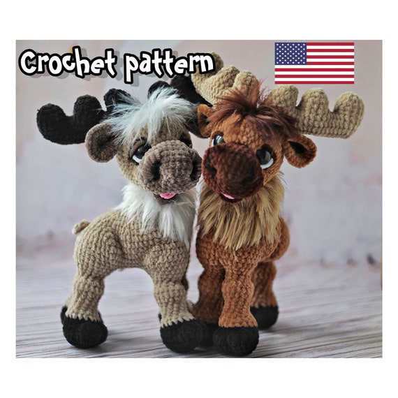 Moose Crochet Pattern English PDF Amigurumi Reindeer DIY Tutorial