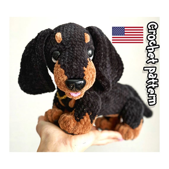9.89 USDThis PDF crochet pattern consists of: -23 pages of detailed step-by-step instructions for making this toy; -over 46 colorful close-up photos; -12 links to videos with visual explanations (you just need to click on the text highlighted in blue and your browser will redirect you to the video)Here you can find more patterns in a similar style:https://www.etsy.com/shop/ThreadTutorial?ref=seller-platform-mcnav&section_id=39135406PATTERN AVAILABLE IN ENGLISH ONLY.PLEASE NOTE: THIS PURCHASE IS ONLY FOR A DIGITAL CROCHET PATTERN, NOT THE FINISHED TOY. MATERIALS NOT INCLUDED.! Instant digital download - ready to download once payment is confirmed.You will see the download link in details of your order.Final size of the toy with the recommended materials and tools 7.9*7.1in (20*18 cm).You can use your favorite materials and tools, but final size of the toy may differ.Please note that each master has his own style and density of crochet. The size of the finished toy may vary from the size indicated in the template.Crochet pattern in USA conditions.Skill level: intermediate.Pattern Crochet pattern does not contain crochet lessons. You must have toy crocheting skills.Recommended materials and tools:1.Yarn Dolphin Baby by Himalaya 100gr/120m, 80337 (brown) – a half of a skein 80311 (black) – 1 skein2.Some yarn Jeans by Yarn Art pink color to crochet the tongue3.Size 3.5 mm crochet hook (main), size 2.0mm crochet hook for the tongue4.Safety eyes d. 16 or 18 mm5.Safety nose size 26x21 mm6.Plastic toy joints or cotter pins for the legs 30 mm and for the head 40 mm7.Toy stuffing (any polyfill stuffing)8.Glue, stitch markers, a wide-eyed needle and strong thread to do sculpting and to sew the parts9.Polymer clay to make the paw pads (optionally)Pattern Notes:This pattern is my own original design. Copy, distribution, resale, sharing of this pattern or any its parts is STRICTLY FORBIDDEN! This pattern is for personal use only! Please respect my work.You may sell the finished product.This pattern does not contain crochet lessons.I don't accept returns, exchanges, or cancellations. But please contact me if you have any problems with your order