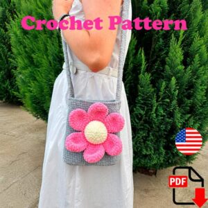 3.99 USDCrochet bag pattern for a plush flower crossbody bag that combines a practical everyday accessory with a playful floral design. This digital PDF tutorial shows you how to make a soft shoulder bag that's perfect for spring and summer outfits, kids' accessories, or a unique handmade gift. The oversized flower applique creates a bold statement while keeping the bag lightweight, functional, and fun to wear.All photos show real handmade bag created from this pattern. This pattern is written by a human, not generated by AI.This listing is an original pattern (written in English using American terminology) to crochet.— The size of the bag - 17 cm wide (6.7 ‘’), 19 cm high (7.4 ‘’).NOTE: This is a PDF template for crochet! Not a finished product!_______________________________________This crochet pattern is easy to follow with step-by-step instructions, photos illustrating the process).It does not contain crochet lessons. You should have basic crochet skills to be able to crochet with the help of this crochet pattern.Difficulty: medium. Basic crochet skills are essential for crocheting in this pattern.*****************************************This crochet pattern is available for Instant Download. When your payment is completed you will receive an email with all the information needed to download your file. This email will be sent to the email address connected with your Etsy Account. If you have any problem, please contact me.*********************************You will need Adobe Reader to open this Pattern.Recommended materials and toolsSuper Bulky/Super Chunky/14ply chenille yarn WOLANS Bunny Baby (100g/120m) – 1 skein of bright pink color (No. 100-22) and Super Bulky/Super Chunky/14ply chenille yarn HIMALAYA DOLPHIN BABY (100g/120m) – 1/5 of cream color (No. 301), some yellow color (No. 313).Sport weight/4ply yarn Alize Cotton Gold (100g/330m) to match the main yarn (I have No. 149) – a little for the strap.Sewing needleHook size 3,75 mm by CloverSew-on magnetic buttonStuffing toy materialAbbreviations: ch – chain MR – magic ring sc – single crochet inc – increasedec – decreasesl st – slip stitchBLO – back loops onlyt-ch – turning chain(….) * n – repeat instruction in brackets N times (…) – number of loops in a row / round