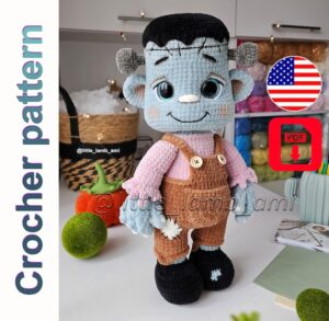 11.95 USDCrochet your own cute Frankenstein plush with this detailed amigurumi pattern - a soft, cuddly monster toy with big sparkling eyes, a sweet smile, and cozy overalls. The head is attached with a cotter pin joint for natural movement, while the body, arms, and legs are crocheted firmly to keep the toy durable and huggable. Perfect as a Halloween gift or handmade decor.All photos show real handmade toys created from this pattern. This crochet pattern is written by a human, not generated by AI.This PDF crochet pattern includes clear step-by-step instructions, helpful photos, and detailed material guidance to make your project easy and enjoyable. The finished toy stands about 14–15 inches (35-38 cm) tall when made with the recommended yarn.🧶 Yarn & texture:The toy is made with Himalaya Dolphin Fine plush yarn for an extra soft and velvety texture. Additional details use YarnArt Jeans for finer accents.📝 The PDF pattern includes:• Clear written instructions in US crochet terms• Step-by-step process photos• Abbreviations and stitch explanations• Material and color list with yarn codes• Helpful tips for stuffing, shaping, and assembly📌 Skill level: Intermediate - suitable for crocheters with basic amigurumi experience.⚠️ Please note: This is a digital PDF crochet pattern, not a finished toy. Materials are not included. Pattern available in English only.🧵 Materials and tools used:• Yarn: Himalaya Dolphin Fine (colors #80525 Sage, #80518 Brown, #80508 Black, #80526 Dust Rose, #80506 Milk)• YarnArt Jeans (colors #53 Black, #46 Grey)• Crochet hooks 3 mm (D/11) and 2 mm (B/14)• Safety eyes 20 mm, tapestry needle, scissors, stuffing (hollowfiber balls)• Cotter pin 3.2×32 mm with two 45 mm disks (for the head)• Dry pastels + soft brush for blush• Bookbinding cardboard (1.5 mm)• Hot glue gun and glue sticks✅ You may substitute yarn or tools with similar ones - the final size and texture may vary slightly.